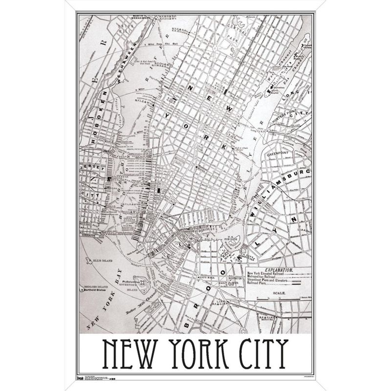 Trends International New York Map Framed Wall Poster Prints, 1 of 7