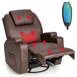 Costway Massage Recliner Chair 360 Degree Swivel Single Sofa Rocker w/ Heating