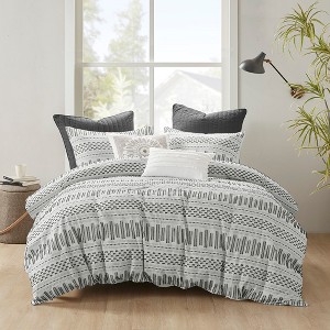 3 Pcs Stylish Stripes Print Jacquard Cotton Comforter Set, All Season Bedding Set, Cozy Home Textile for Modern Bedroom Decor - 1 of 4