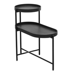 ChicFurnit Console Tables Couch Table Small Side Table Dual Tray Table Oval End Table Storage Design for Living Room, Black, 29.15"*15.35"*28.03" - 1 of 4