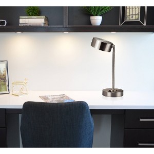 15" Flexible Metal Table Lamp with USB, Includes LED Bulb, Rotary Switch Silver - Ore International: For Nightstand - 1 of 3