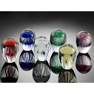 SPI Home Mini Jellyfish Figurines – Set of 12 Handcrafted Glass Sculptures, 6 Assorted Colors, Small Coastal Accents for Home or Office - 1 of 3