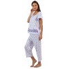 Casual Nights Women's Short Sleeve Floral Border Capri Pajama Set - 2 of 4