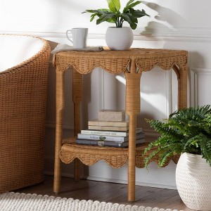 bali & pari Paisley Coastal Scallop Rattan Console Table Light Honey - 1 of 4