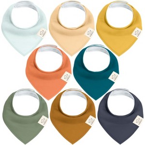 8pk Organic Baby Bandana Bibs, Baby Drool Bibs for Baby Boy, Girl, Baby Bibs for Infant, Newborn - 1 of 4