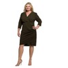 24seven Comfort Apparel Solid Color V Neck Faux Wrap Dress - 2 of 3