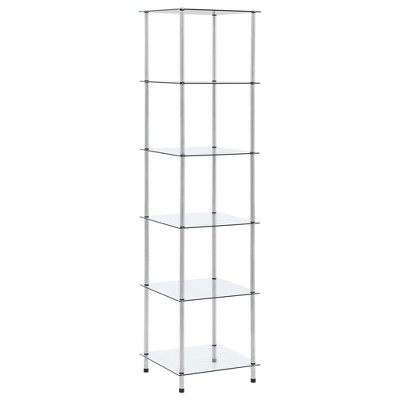 vidaXL 6-Tier Shelf Transparent 15.7 in.x15.7 in.x63 in. Tempered Glass