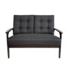 SKRAN 2 Seater Sofa for Living Room or Office - Fabric Upholstered Loveseat with Button Tufting and Waffle Stitching, Charcoal Grey - 4 of 4