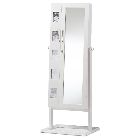 Vittoria Wood Square Foot Floor Standing Double Door Storage Jewelry Armoire Cabinet White Baxton Studio Target