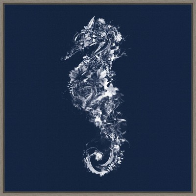 Amanti Art Floral seahorse by Teis Albers Canvas Wall Art Print Framed 22 x 22-in.