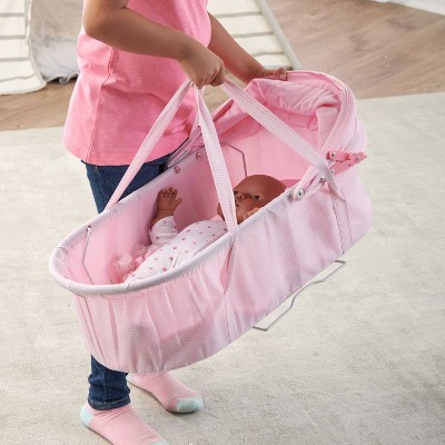 Pink Gingham Metal and Fabric 3-in-1 Doll Stroller