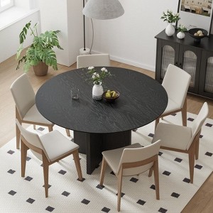 PexFix 52" x 52" Solid Wood Round Dining Table with Black Finish and Elegant Arched Legs for Modern Dining Rooms & Kitchens - 1 of 4
