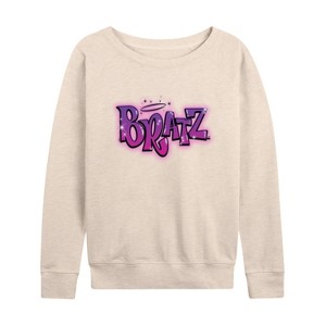 Women's - Bratz - Original Airbrushed Logo Lightweight French Terry Wide Neck Long Sleeve Shirt - 1 of 4