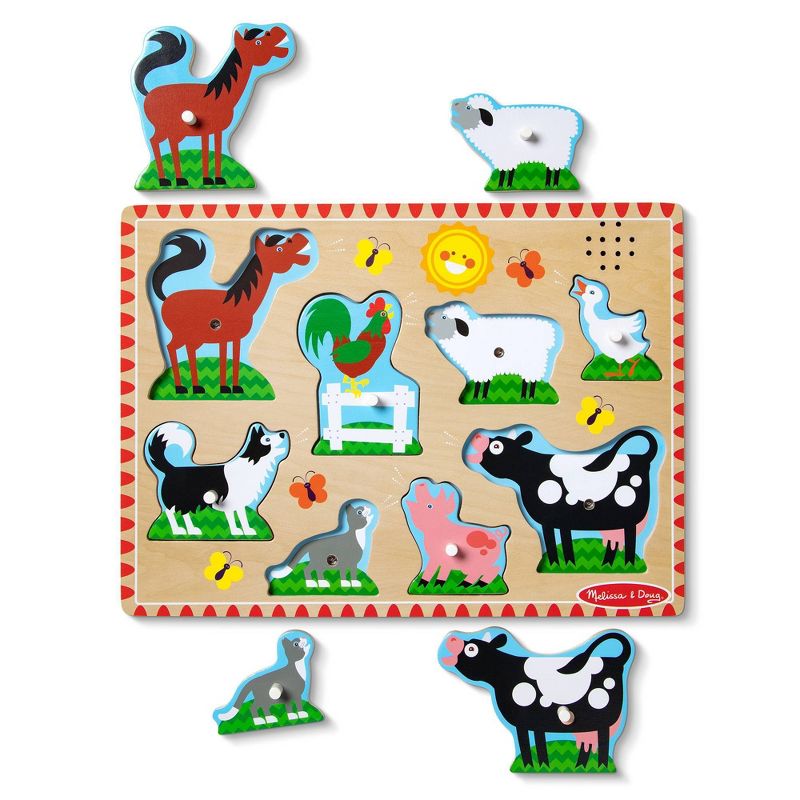 Melissa And Doug Farm Animals Wooden Peg Sound Puzzle 8pc, 5 of 11