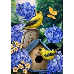 Briarwood Lane Spring Garden Flag 12x18 For Outdoor Goldfinches and Hydrangea For Spring Garden Flag Flags For Outside - 1 of 4