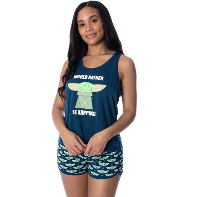 Star Wars Women's The Mandalorian Baby Yoda Racerback Tank Shorts Pajama  Set 2x Blue : Target