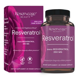 Reserveage Beauty, Resveratrol 250 mg, Antioxidant Supplement for Heart and Cellular Health, Supports Healthy Aging, Paleo, Keto - 1 of 4