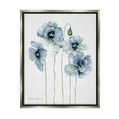 Stupell Industries Modern Poppy Blooms Blue AbstractFloater Canvas Wall Art