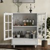 Lycvki Modern Wooden Buffet Cabinet with Double Glass Doors and Drawer - 2 of 4