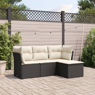 vidaXL 4 Piece Patio Sofa Set with Cushions  Poly Rattan