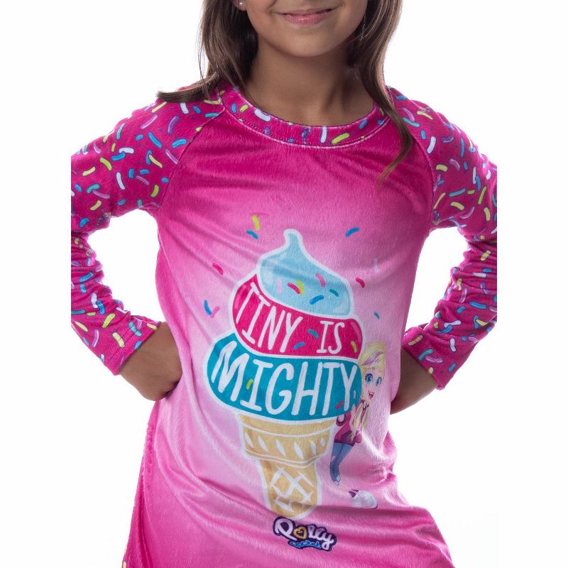 Polly Pocket Toys Girls' Tiny Is Mighty Pajama Nightgown Sleep Raglan Pink, 3 of 4