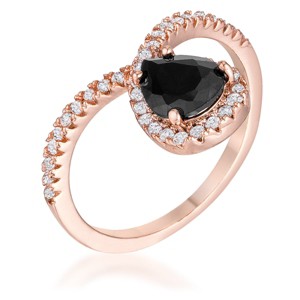 Slickblue Women’s 1.5CT Cubic Zirconia Chevron Ring, Pear-Shaped Gemstone, Rose Gold or Silver Band, Sizes 5-10 - 1 of 2