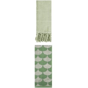REGALWOVEN 2 Packs Cotton Geometric and Solid Absorbent Soft Hand Towel for Bathroom Kitchen - 1 of 4