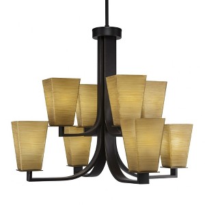 Toltec Lighting Apollo 8 - Light Chandelier in  Dark Granite with 5" Square Cayenne Linen Shade - 1 of 1