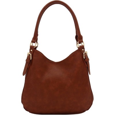 Paaaawaters Lightweight 3 Compartment Faux Leather Medium Hobo Bag
