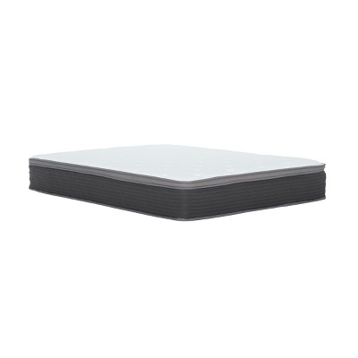 NicBex 12 Inch Plush Euro Top Gel Memory Foam Hybrid Mattress with CertiPUR-US Certified,Mattress in a Box,White+Gray