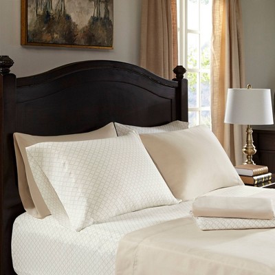 King Brown Jacquard Microfiber Reversible Bedding Set