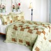 Slickblue 3PC Cotton Vermicelli-Quilted Patchwork Quilt Set, Full/Queen Size with 2 Shams, 12 Patterns - 2 of 4