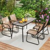 Tangkula 5 PCS Patio Dining Set w/ Wood-like Armrests & Metal Frame for Garden Yard - 3 of 4