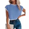 Clearlove Womens Summer Cropped Sweater Vest Trendy Cap Sleeve Crop Tops Crew Neck Loose Knit Tank Top - 3 of 4