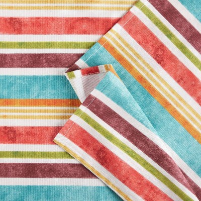 60" X 102" Cameron Stripe Fabric Tablecloth - Fiesta