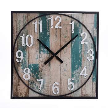 Square Metal Framed Take Time Wall Clock with Detail Weathered - StyleCraft