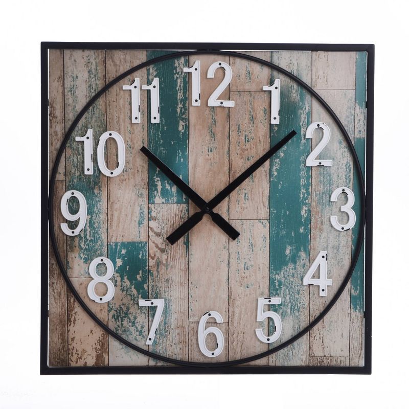 Square Metal Framed Take Time Wall Clock with Detail Weathered - StyleCraft, 1 of 9
