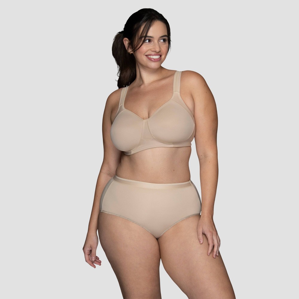Vanity Fair Lingerie Women's Sport Medium Impact Wireless Bra Inspired By You - Beige 36C: Nylon Spandex Blend, U Back, Molded Cup, Microfiber