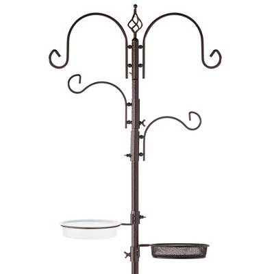 Best Choice Products 91in 4-Hook Bird Feeding Station, Steel Multi-Feeder Stand w/ 2 Feeders, Tray, Bird Bath