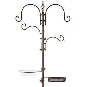 Best Choice Products 91in 4-Hook Bird Feeding Station, Steel Multi-Feeder Stand w/ 2 Feeders, Tray, Bird Bath - 1 of 4