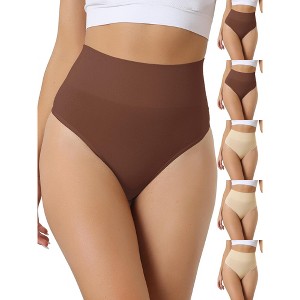 INSPIRE CHIC Women's High-Waisted Invisible Stretchy Comfortable Thongs 6 Packs - 1 of 4