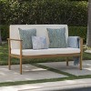 GDFStudio Harvey Outdoor Acacia Wood Bench with Cushions, Brown/Cream - 2 of 4
