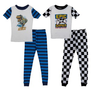 T-Rex Attack and Epic Gamer Short Sleeve Youth Boys 2-Pack Pajama Set - 1 of 4