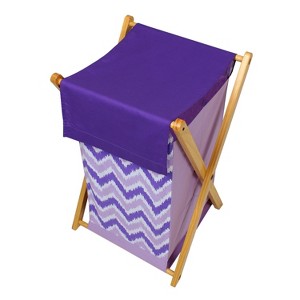 Bacati - MixNMatch Purple Laundry Hamper with Wooden Frame - 1 of 4