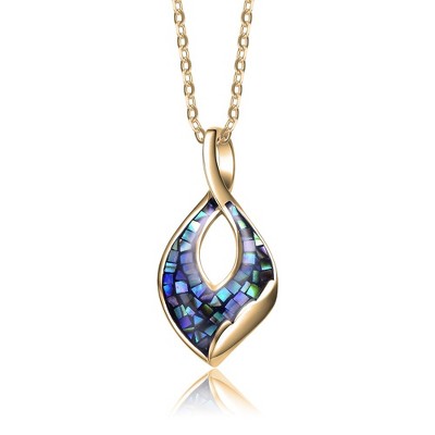 Elegant Sterling Silver Necklace with 14K Gold Plating and Stunning Abalone Pendant - A Timeless Accessory for a Touch of Luxe and Natural Beauty