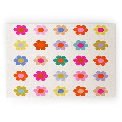 Daily Regina Designs Retro Floral Colorful Print 36" x 24" Welcome Mat - Society6