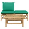 vidaXL 3 Piece Patio Lounge Set with Green Cushions Bamboo - 3 of 4