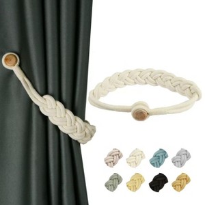 Tree City Natural Cotton Rope Curtain Tiebacks Elegant Boho Style Dark Gray - 1 of 4