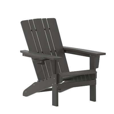 Flash Furniture Halifax Adirondack Chair With Cup Holder, Weather ...