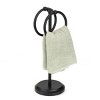 Home Mart Goods Matte Black Stainless Steel Double Ring Fingertip Towel Holder With Heavy Base - 2 of 4